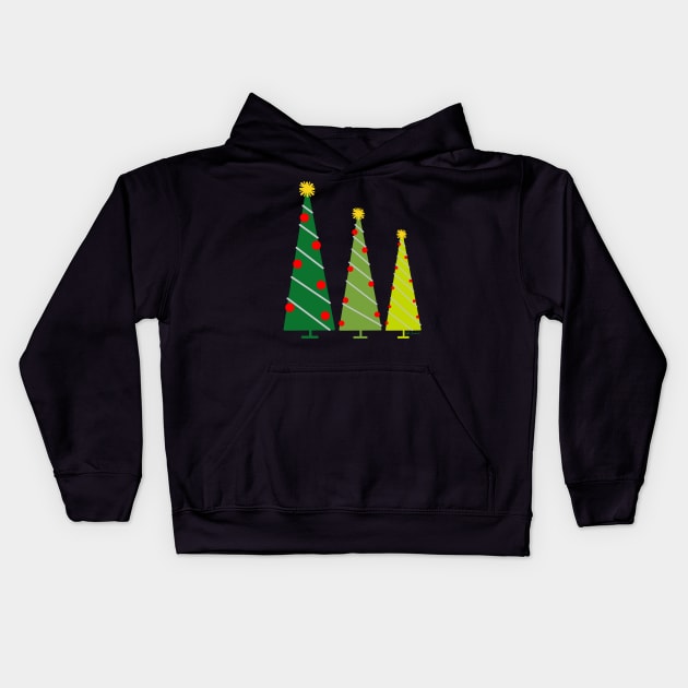 Christmas Tree Trio Kids Hoodie by loeye